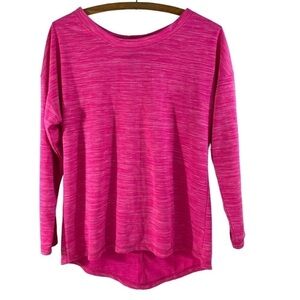 ABS Woman Hot Pink Long Sleeve Crisscross Open Back Top Medium